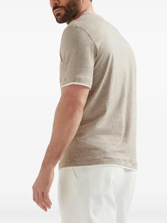  브루넬로 쿠치넬리 반팔 티셔츠 MW8357427CLT47 beige - BRUNELLO CUCINELLI