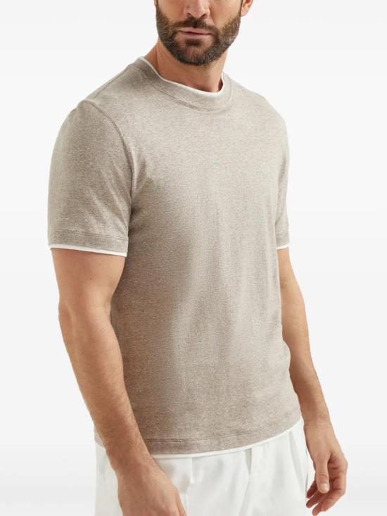  브루넬로 쿠치넬리 반팔 티셔츠 MW8357427CLT47 beige - BRUNELLO CUCINELLI