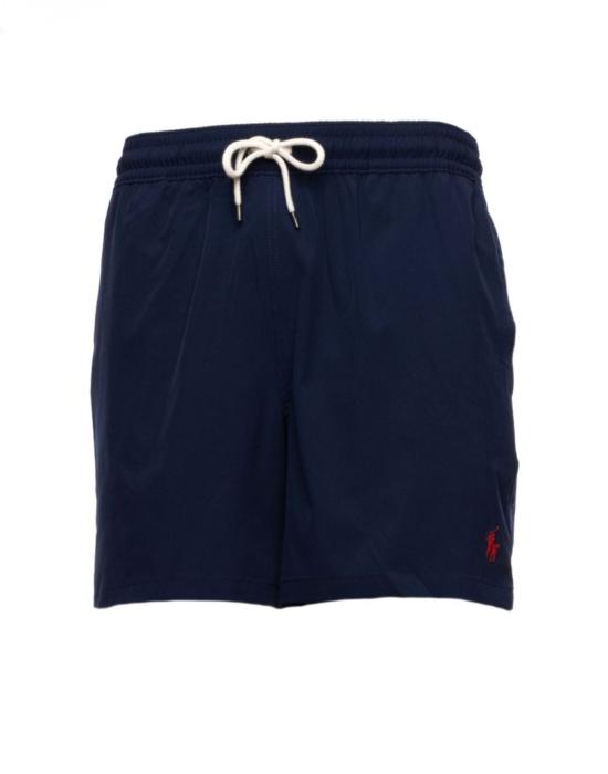 26SS 폴로 랄프로렌 숏팬츠 남성용 파란색 수영 반바지 - 조절 가능한 신축성 허리, 여러 개의 주머니 710907255001 네이비