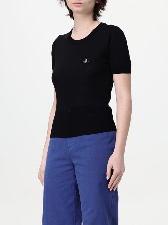 26SS 비비안웨스트우드 베아 니트 반소매 스웨터 1803002QY003F N401 Black - VIVIENNE WESTWOOD