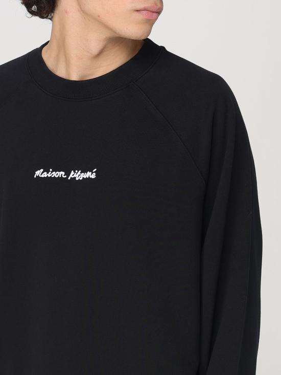 25FW 메종키츠네 자수 오버사이즈 래글런 스웨트셔츠 OM00309KM0001 P199 Black - MAISON KITSUNE