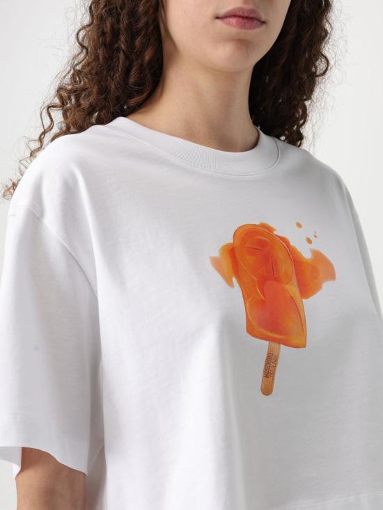 25FW 모스키노 반팔 티셔츠 07103732 1001 White - MOSCHINO