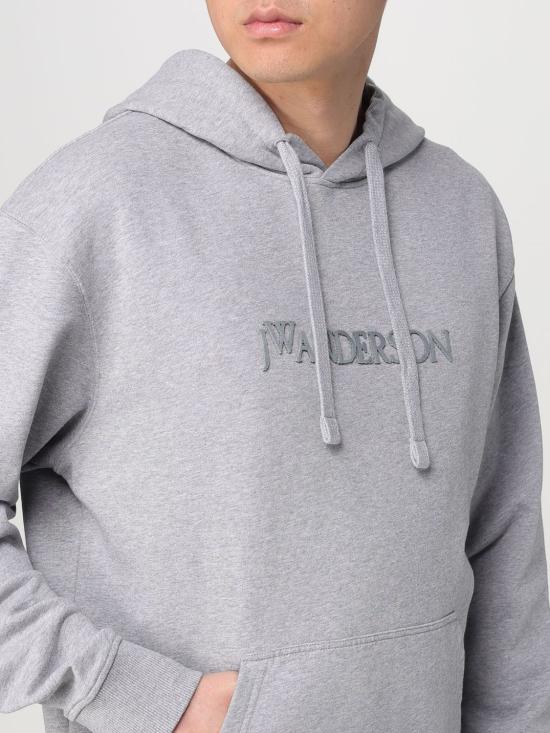 25FW JW앤더슨 로고 패치 포켓 후드 티셔츠 JW0214PG1632 907 Grey - JW ANDERSON