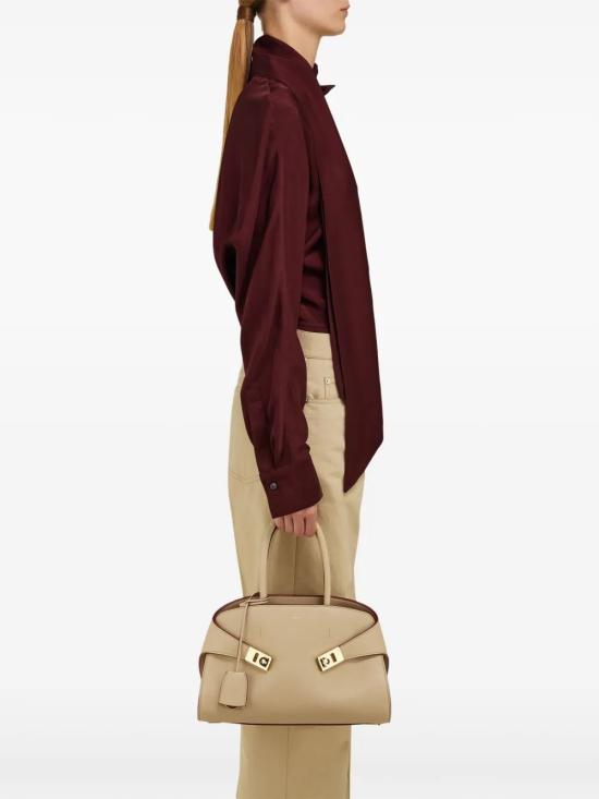 25SS 살바토레 페라가모 토트백 0779053 BEIGEKHAKI - SALVATORE FERRAGAMO