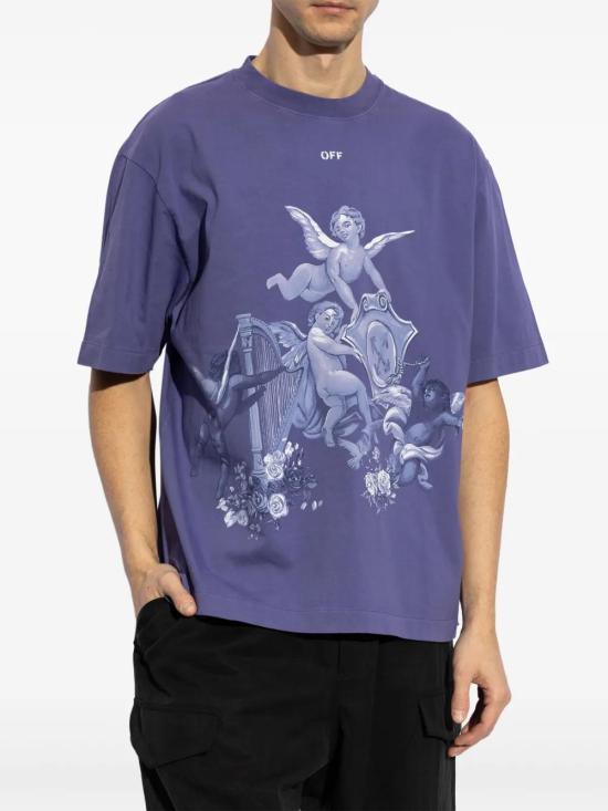  오프화이트 반팔 티셔츠 OMAA120S25JER0013701 purple - OFF WHITE