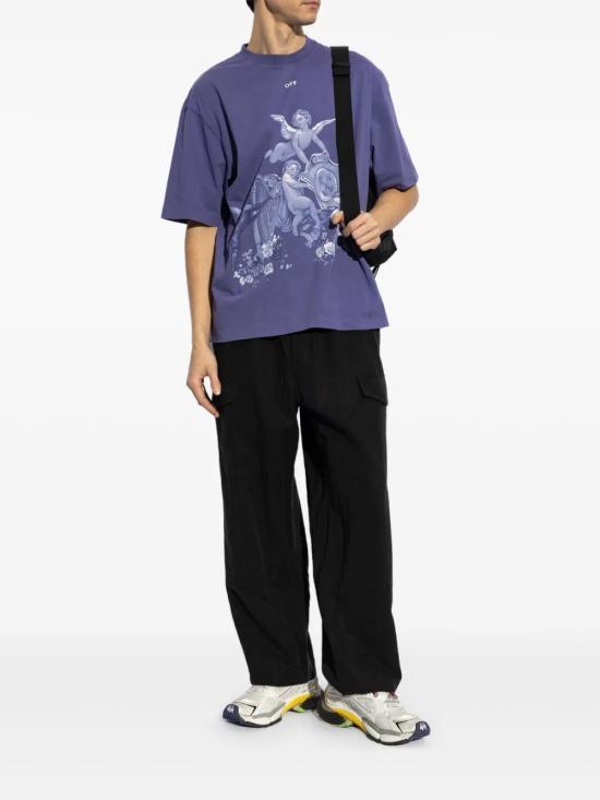  오프화이트 반팔 티셔츠 OMAA120S25JER0013701 purple - OFF WHITE