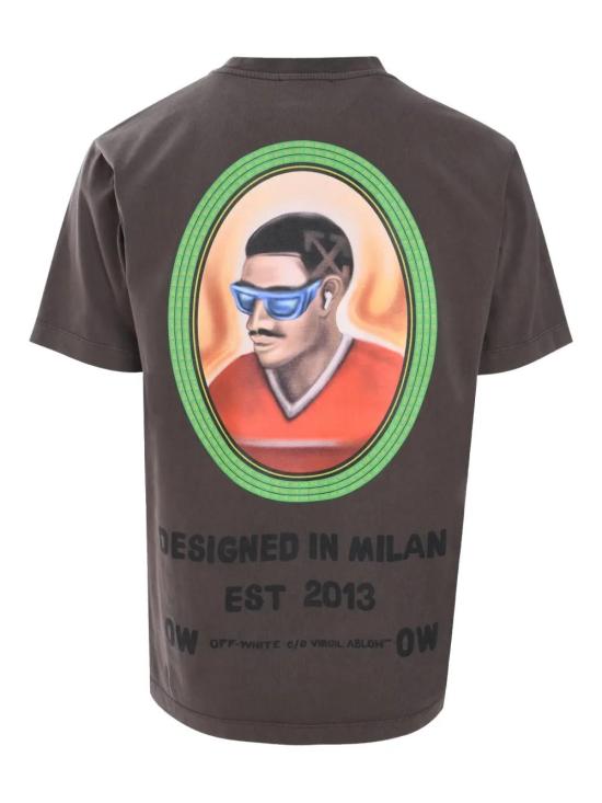  오프화이트 반팔 티셔츠 OMAA027S25JER0076E01 coffee - OFF WHITE