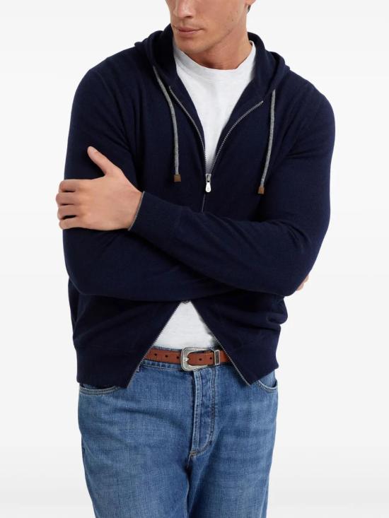  브루넬로 쿠치넬리 후드 티셔츠 M2223246CW425 navy - BRUNELLO CUCINELLI