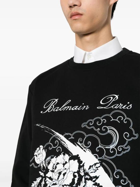  발망 긴팔 티셔츠 CH0JQ040GD51 black - BALMAIN