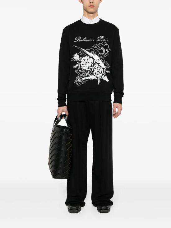  발망 긴팔 티셔츠 CH0JQ040GD51 black - BALMAIN