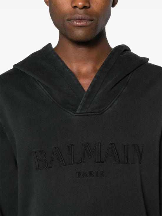 발망 후드 티셔츠 CH0JT216BC72 charcoal - BALMAIN