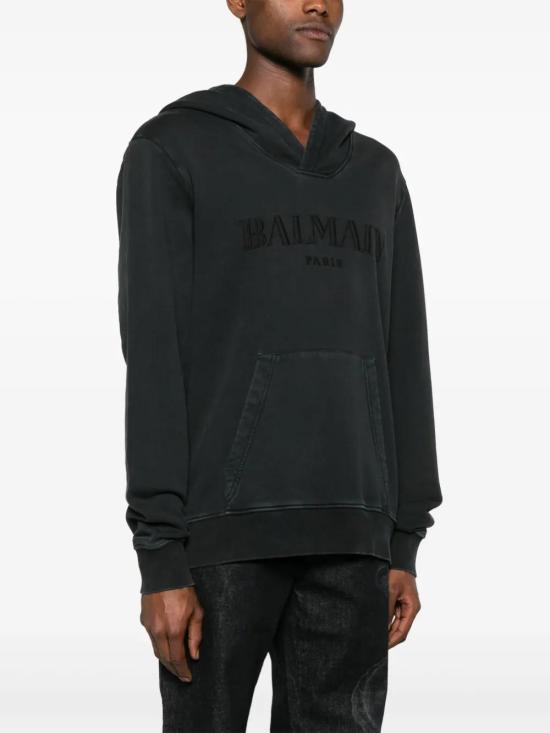  발망 후드 티셔츠 CH0JT216BC72 charcoal - BALMAIN