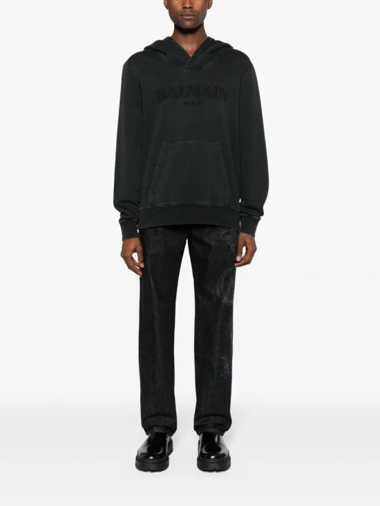  발망 후드 티셔츠 CH0JT216BC72 charcoal - BALMAIN