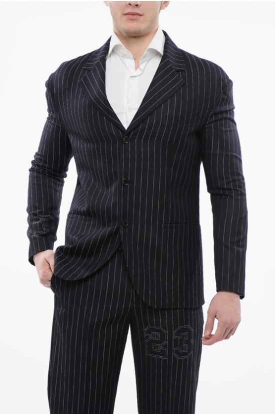  오프화이트 수트 자켓 OMEN097S24 FAB003 4700 Blue