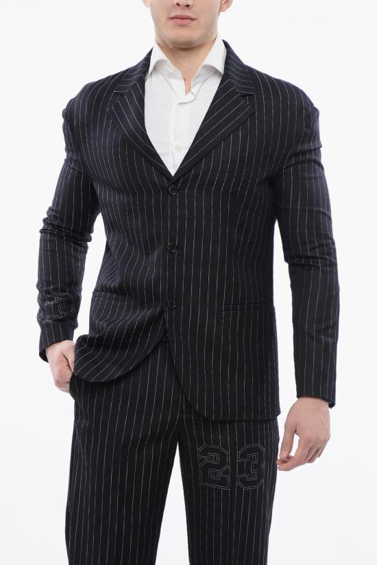  오프화이트 수트 자켓 OMEN097S24 FAB003 4700 Blue