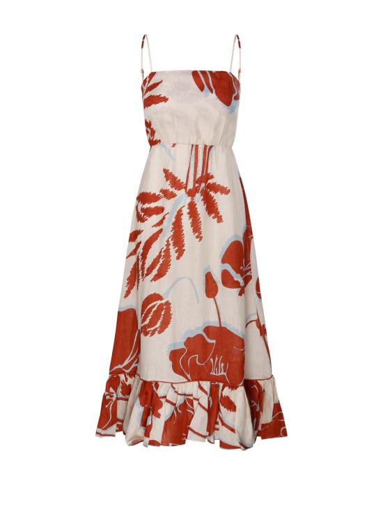 25SS JUAN DE DIOS 미디 원피스 RE2550281 ECR ECRU ORANGE GLADIOLOS