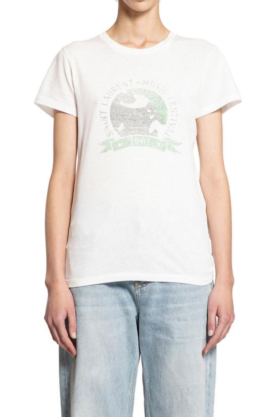 25SS 생로랑 반팔 티셔츠 817047Y37YJ 9010 WHITE