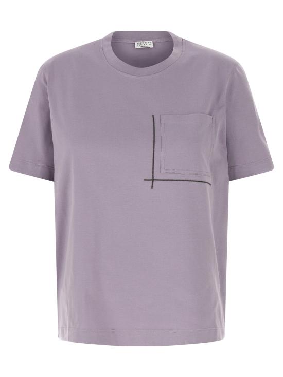 25SS 브루넬로 쿠치넬리 반팔 티셔츠 M0T81HA800C9101 Purple