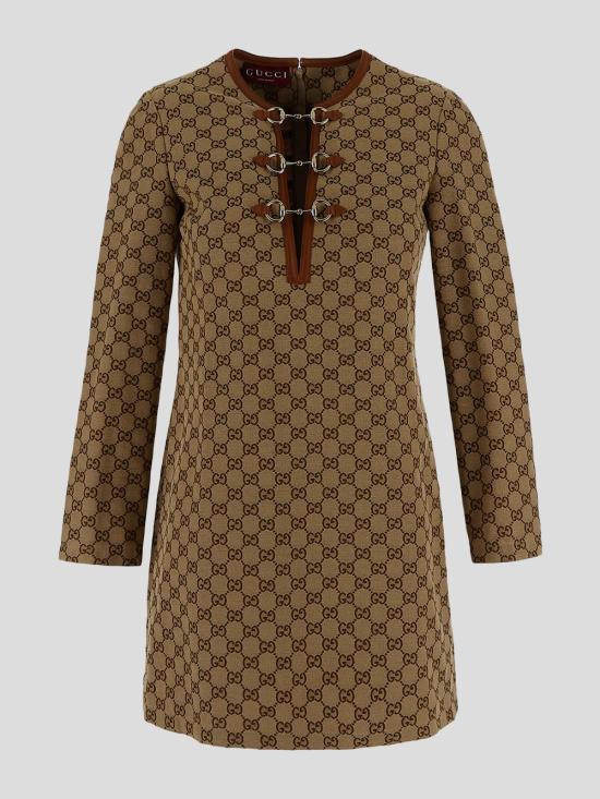 25SS 구찌 숏 원피스 820404 Z8BZA2190 Camel ebony mix