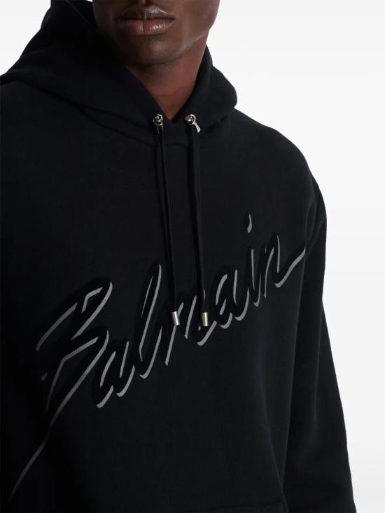  발망 후드 티셔츠 EH1JT047BC86 black - BALMAIN