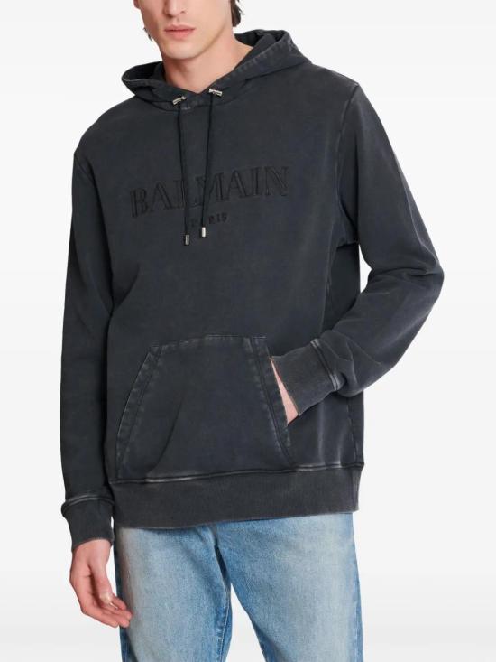  발망 후드 티셔츠 EH1JT047BC72 dark grey - BALMAIN