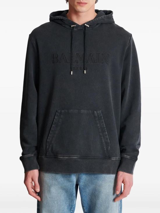  발망 후드 티셔츠 EH1JT047BC72 dark grey - BALMAIN