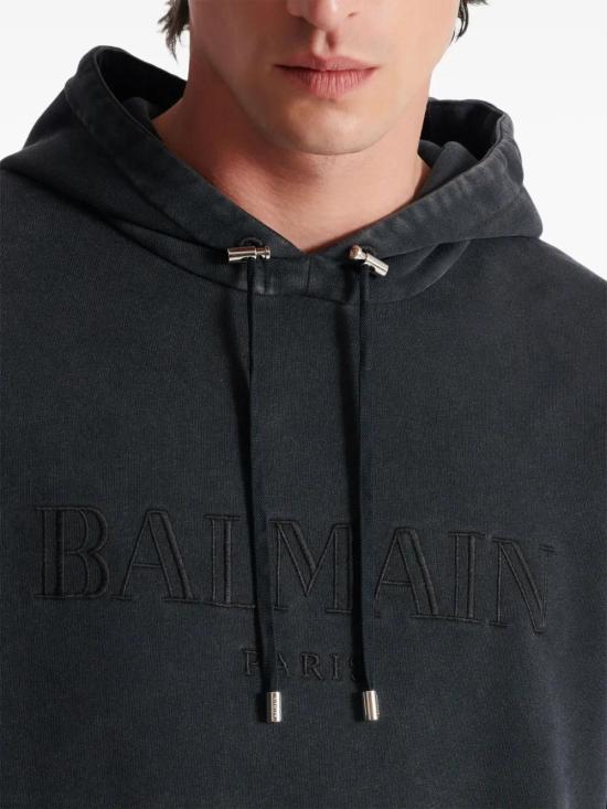  발망 후드 티셔츠 EH1JT047BC72 dark grey - BALMAIN