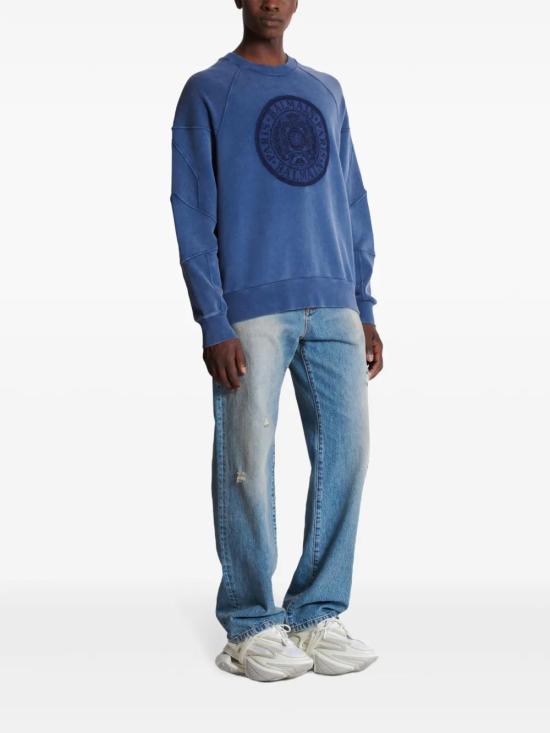  발망 긴팔 티셔츠 EH1JS007BC89 indigo - BALMAIN