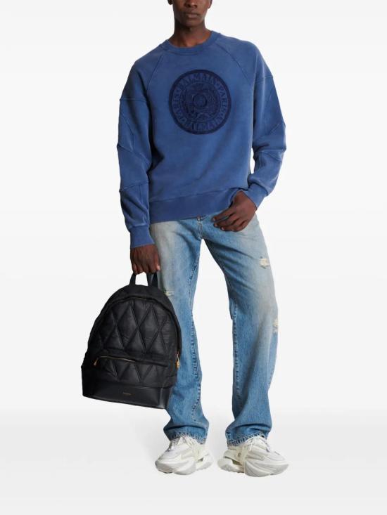  발망 긴팔 티셔츠 EH1JS007BC89 indigo - BALMAIN