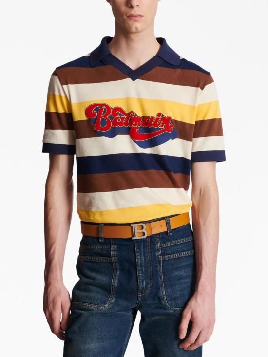  발망 가죽 벨트 BM1WJ000LCAD navy - BALMAIN