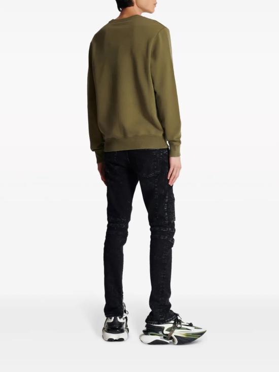  발망 긴팔 티셔츠 CH0JQ040BC72 olive green - BALMAIN