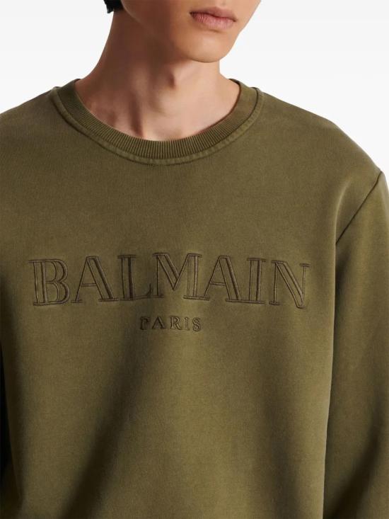  발망 긴팔 티셔츠 CH0JQ040BC72 olive green - BALMAIN