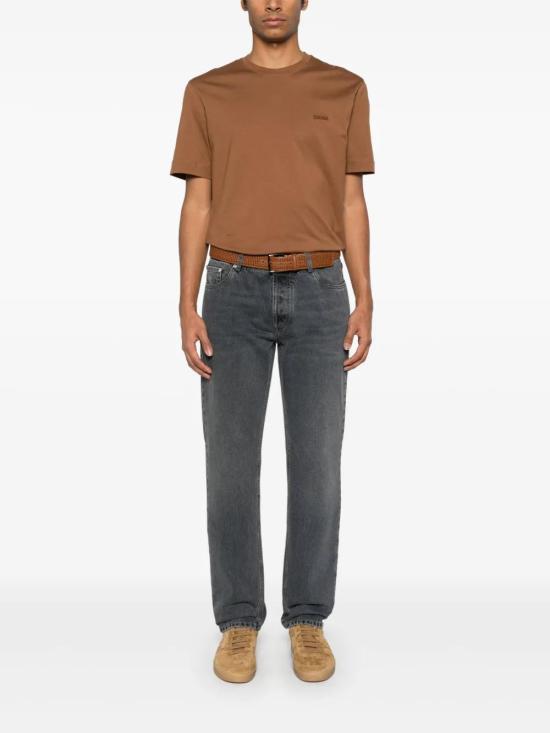  에르메네질도제냐 반팔 티셔츠 UF360A9F765 caramel - ERMENEGILDO ZEGNA