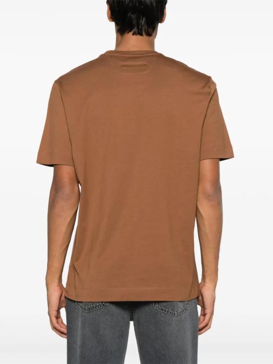  에르메네질도제냐 반팔 티셔츠 UF360A9F765 caramel - ERMENEGILDO ZEGNA