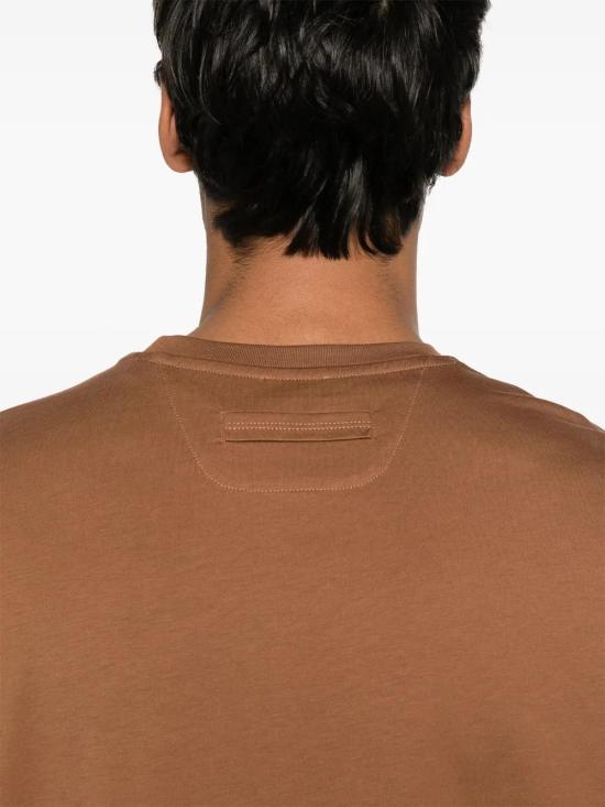  에르메네질도제냐 반팔 티셔츠 UF360A9F765 caramel - ERMENEGILDO ZEGNA