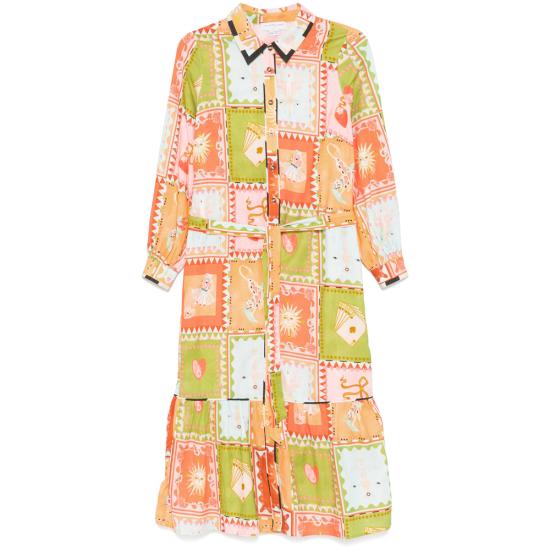 25SS Never Fully Dressed 롱 원피스 NFDDR1782 SOLLER MULTI GREEN