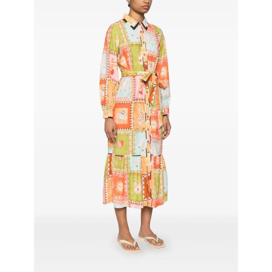 25SS Never Fully Dressed 롱 원피스 NFDDR1782 SOLLER MULTI GREEN - NEVER FULLY DRESSED