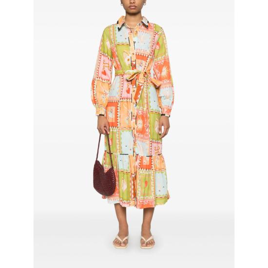 25SS Never Fully Dressed 롱 원피스 NFDDR1782 SOLLER MULTI GREEN - NEVER FULLY DRESSED