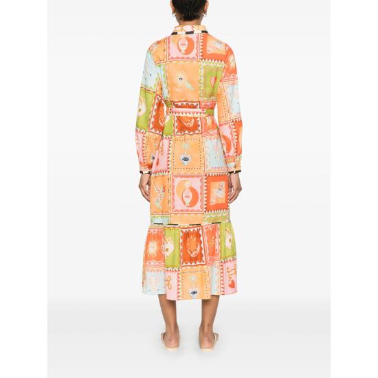 25SS Never Fully Dressed 롱 원피스 NFDDR1782 SOLLER MULTI GREEN - NEVER FULLY DRESSED