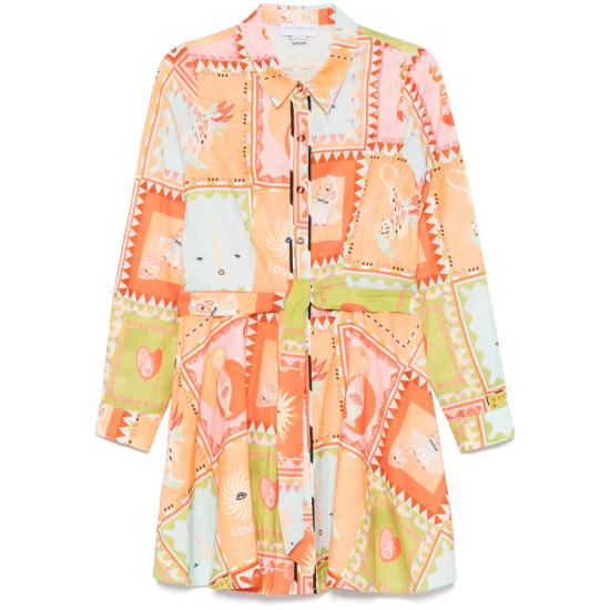 25SS Never Fully Dressed 숏 원피스 NFDDR1781 LAUREN MULTI ORANGE PINK