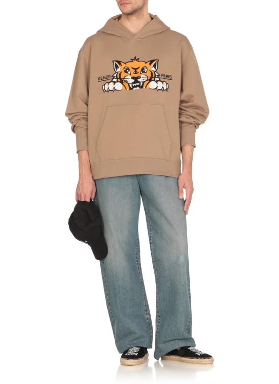 25SS 겐조 해피 타이거 자수 후드 티셔츠 FF55SW2644MF10 BEIGE DOM - KENZO