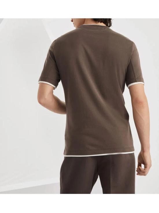 25SS 브루넬로 쿠치넬리 반팔 티셔츠 M0B137427 CAG04 COFFEE OFF WHITE - BRUNELLO CUCINELLI