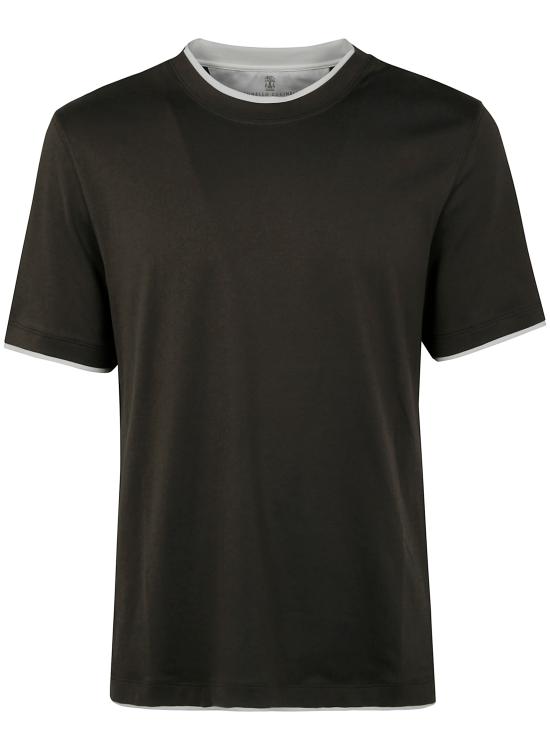 25SS 브루넬로 쿠치넬리 반팔 티셔츠 M0B137427 CAG04 COFFEE OFF WHITE - BRUNELLO CUCINELLI