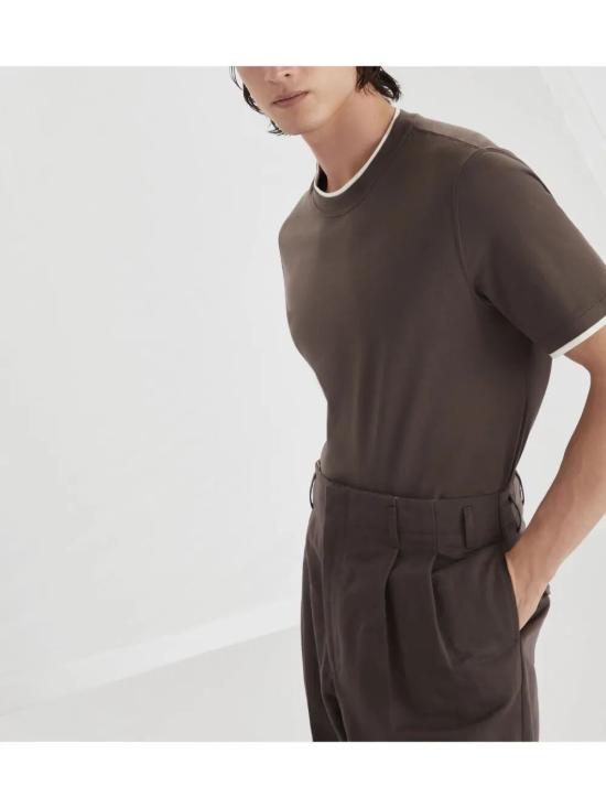 25SS 브루넬로 쿠치넬리 반팔 티셔츠 M0B137427 CAG04 COFFEE OFF WHITE - BRUNELLO CUCINELLI