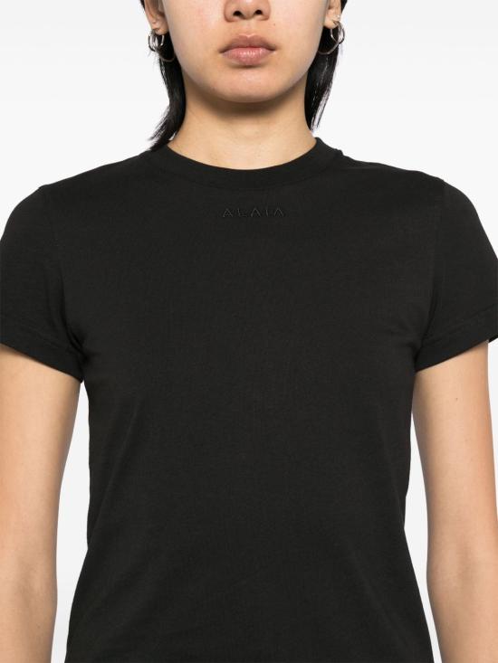 25SS 알라이아 반팔 티셔츠 AA9H0431J0105 995 Black - ALAIA