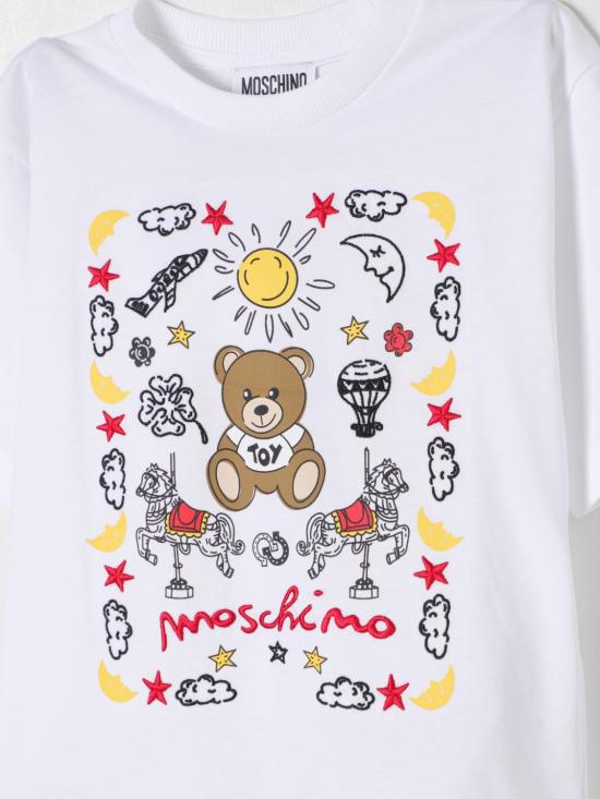 25SS [키즈] 모스키노 티셔츠 HNM050LAA23 10101 White - MOSCHINO