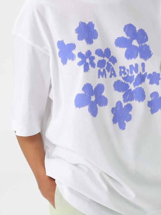 25FW 마르니 반팔 티셔츠 THJET49P09USCX40 D2W01 White - MARNI