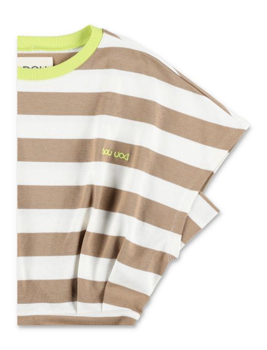 25SS [키즈] 두두 원피스 DW1A51Z2894 101BG WHITE BROWN STRIPES - DOUUOD