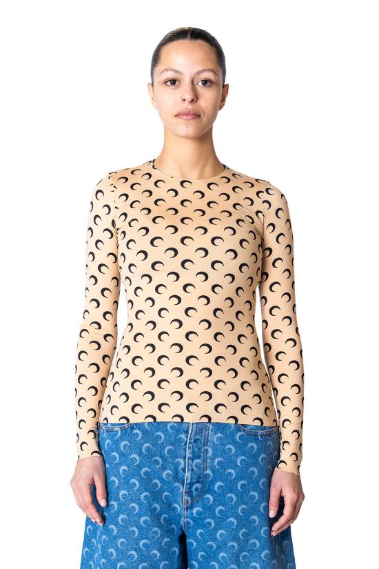 25SS 마린세르 크레센트 문 프린트 긴팔 티셔츠 WTS006ACJER0001 TA10