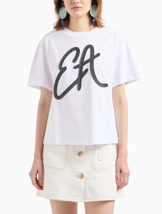 25SS 엠포리오 아르마니 반팔 티셔츠 EW001523AF12573U0002 OPTICAL WHITE - EMPORIO ARMANI